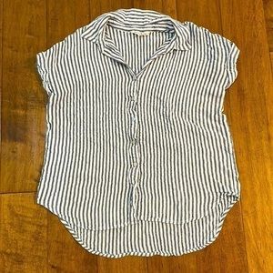 Jane and Delancey Navy Striped Button Down Top